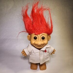 Vintage Troll Doll Doctor Nurse Red Hair‎ Collectible Toy 5 Inch